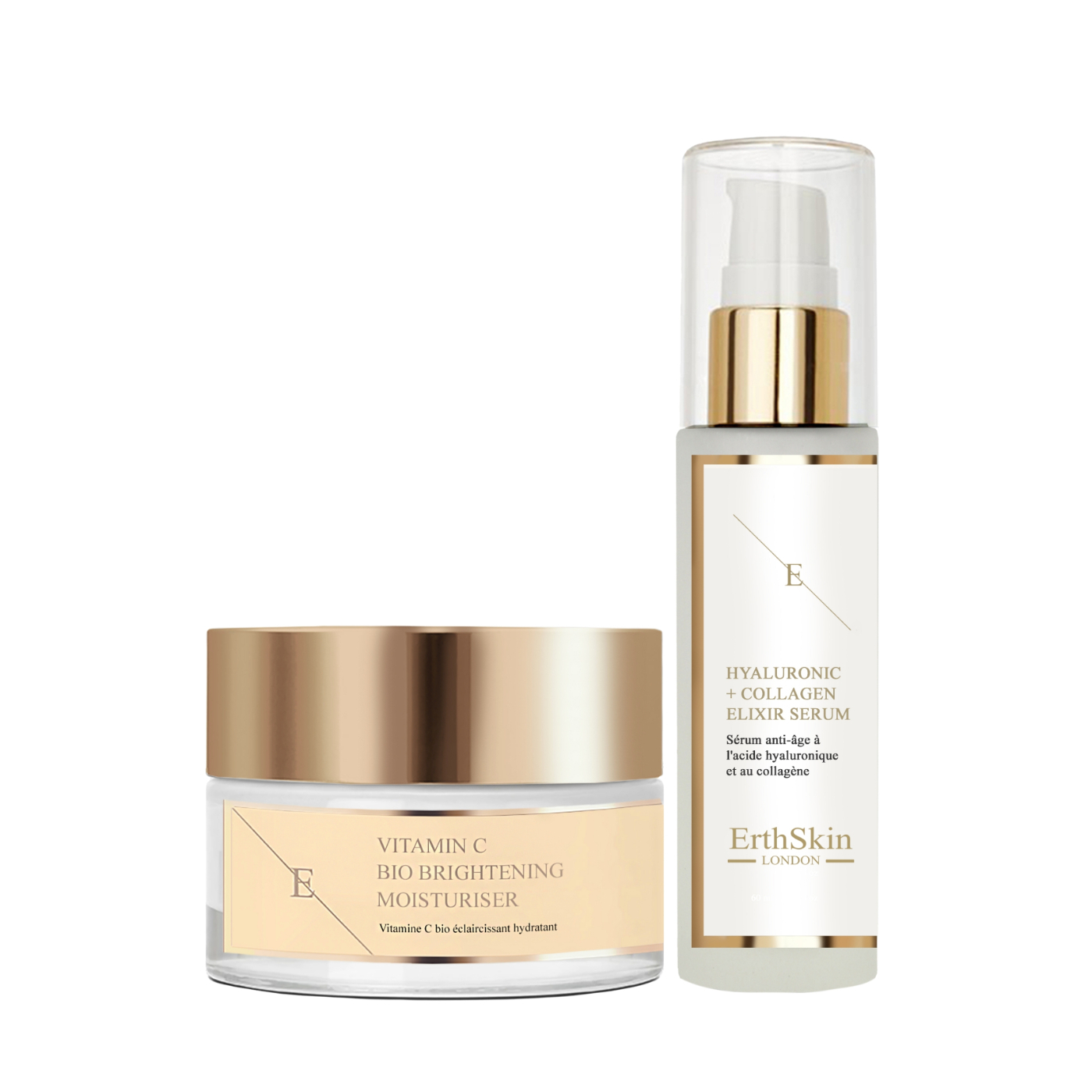 Erth Skin London    Black Vitamin C Bio Brightening Moisturiser 50Ml + Hyaluronic Acid & Collagen Serum - 60Ml , BrandAlley