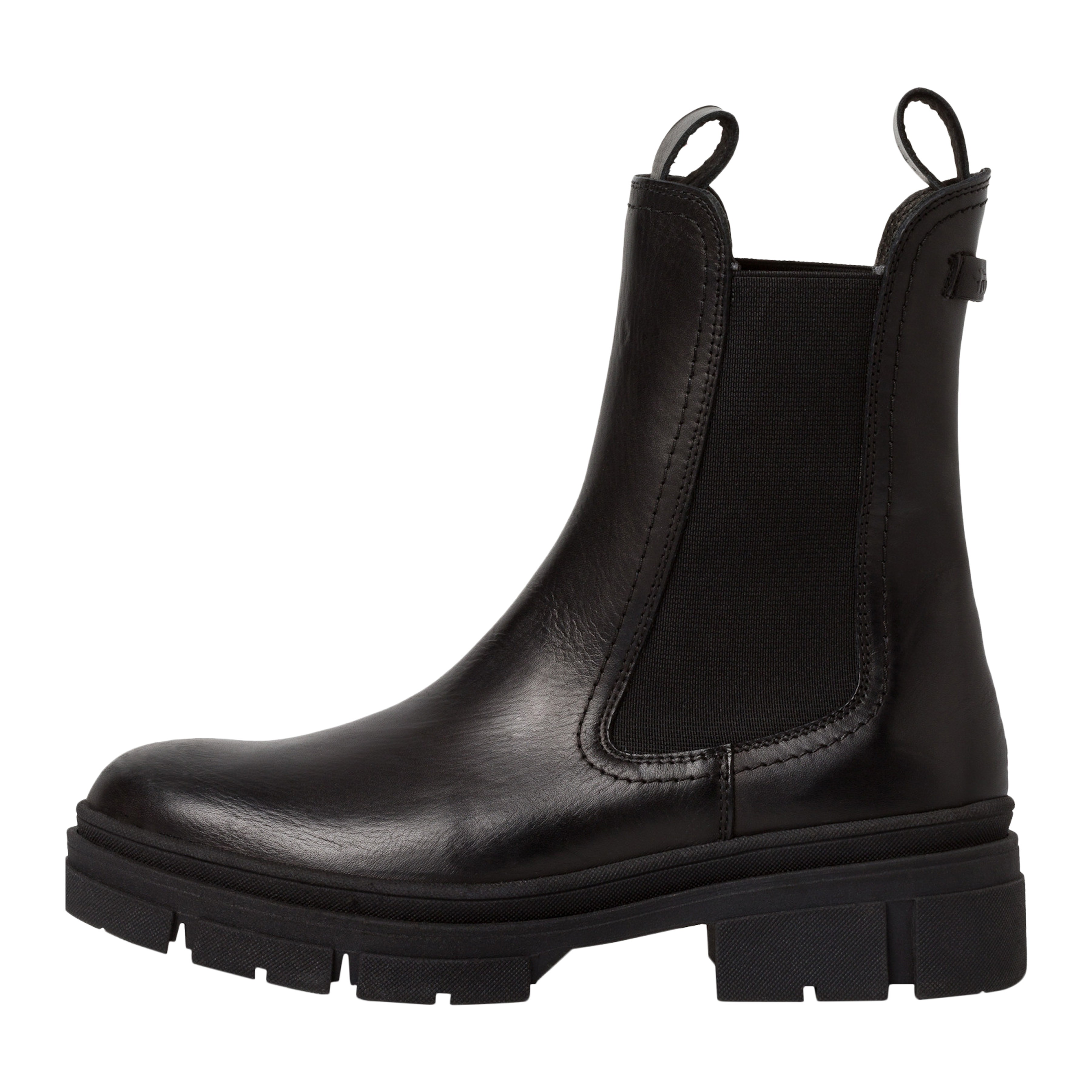 Tamaris Women's   Black Leather Classic High Pull-On Chelsea Ankle Boots in Size 38, BrandAlley