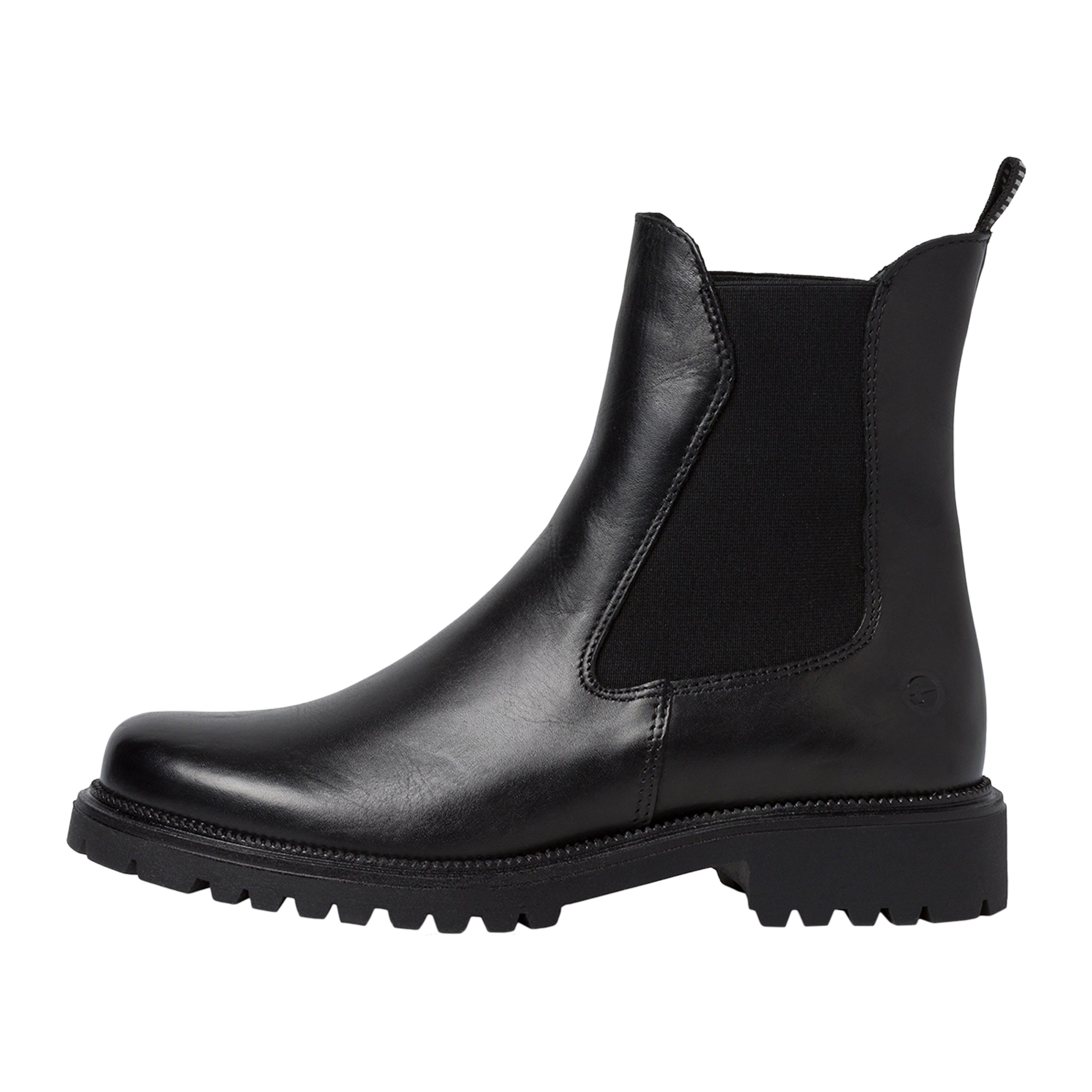 Tamaris Women's   Black Leather Classic High Chelsea Ankle Boots in Size 39, BrandAlley