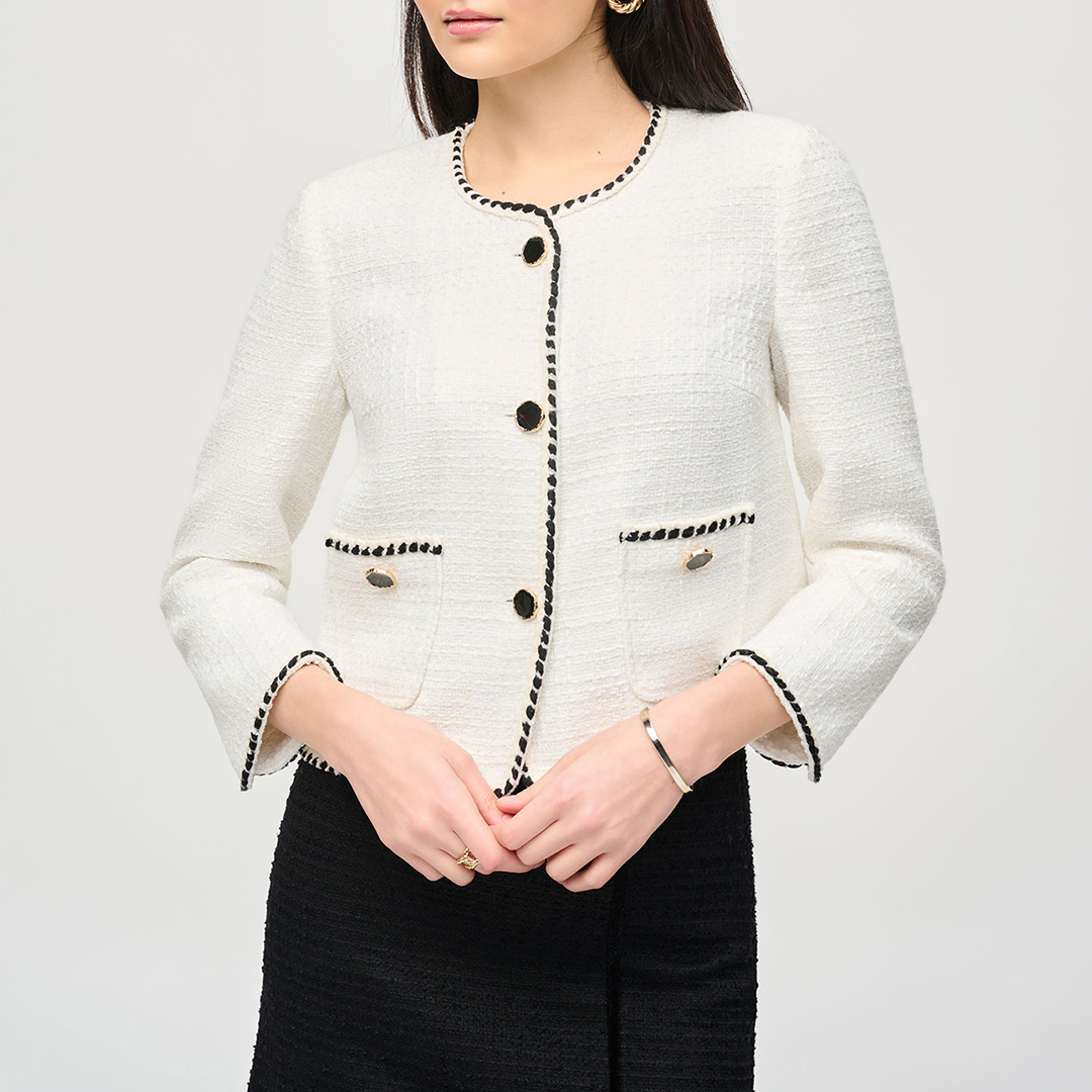 White Wool Blend BouclÃ© Effect Jacket - Joseph Ribkoff - Modalova