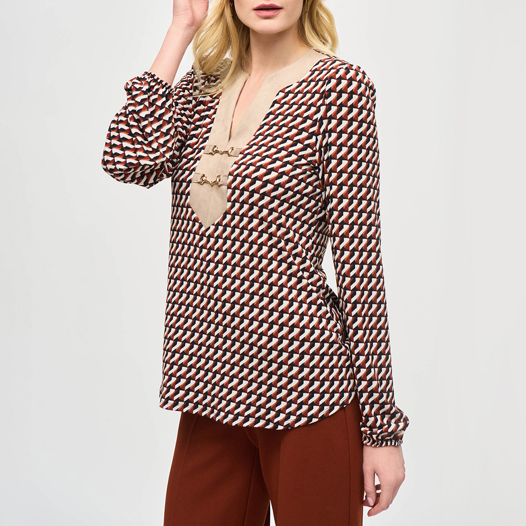 Multicoloured Printed Horsebit Blouse