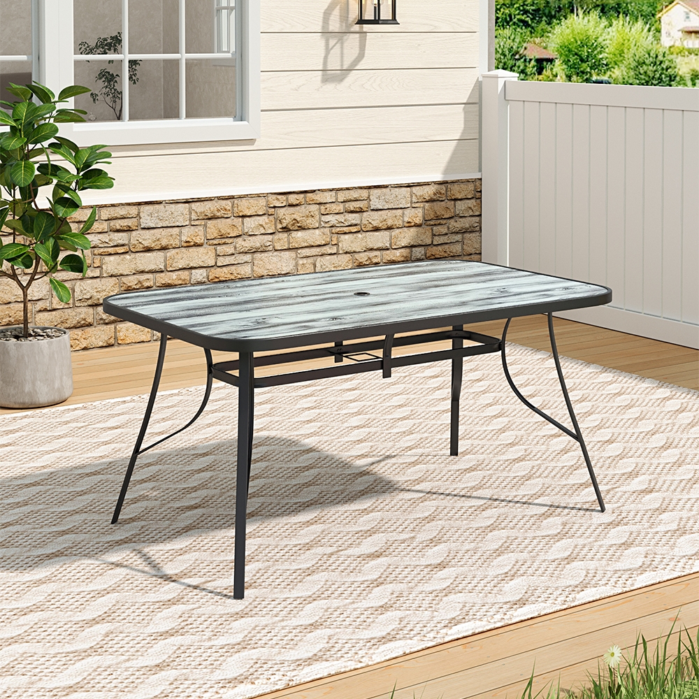 Garden Tempered Glass White Wood Grain Coffee Table