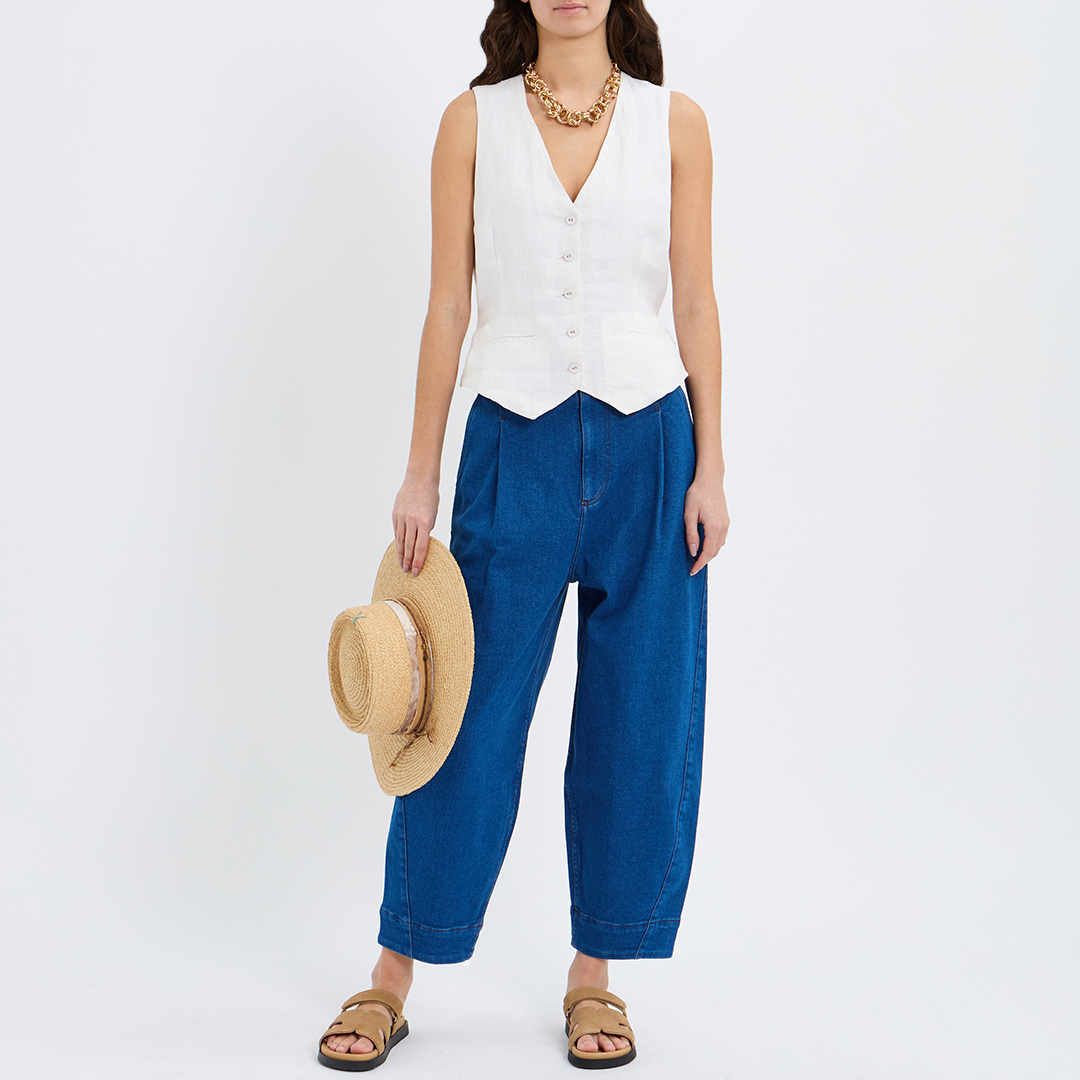 Blue Barrel Leg Jeans