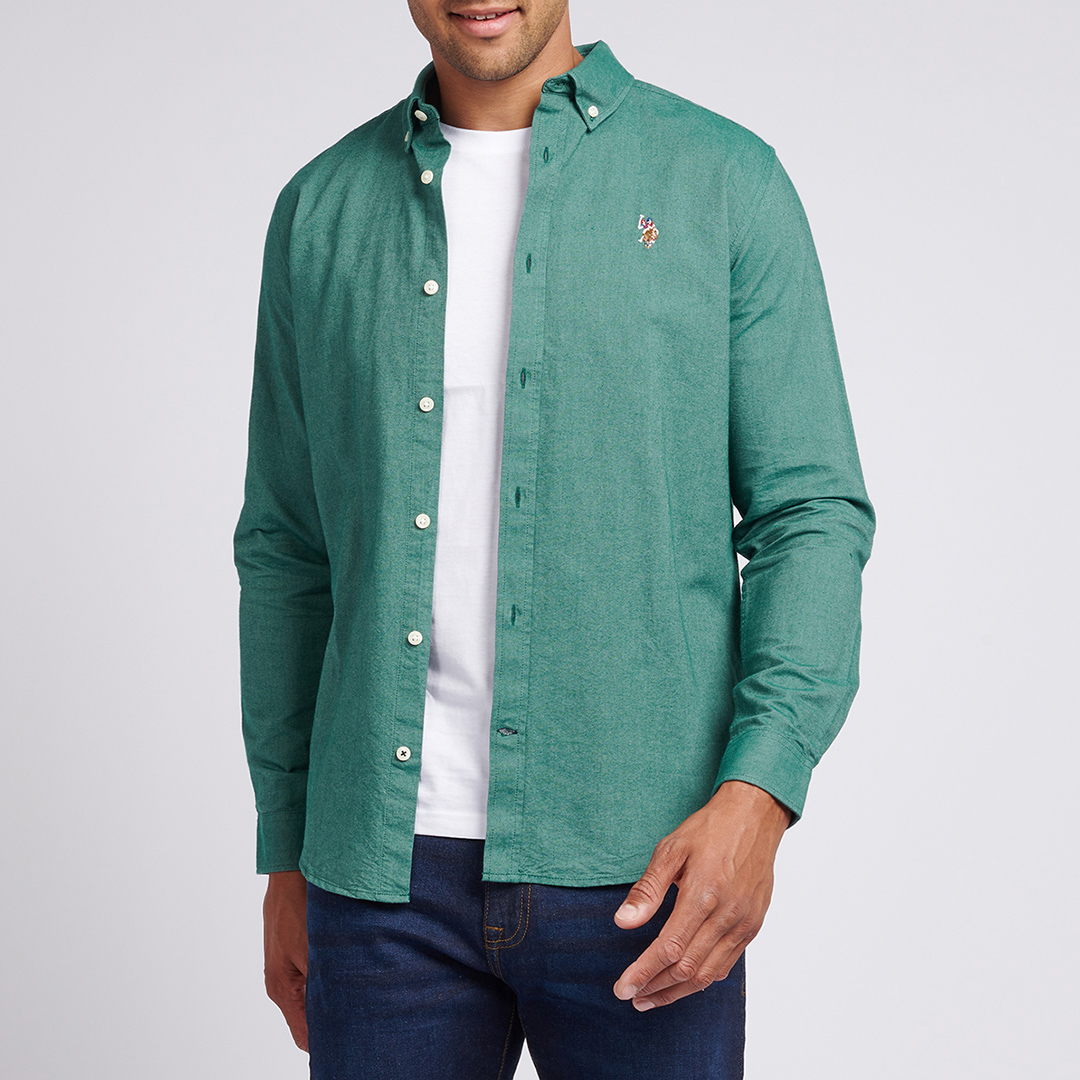 Turquoise Peached Oxford Cotton Shirt
