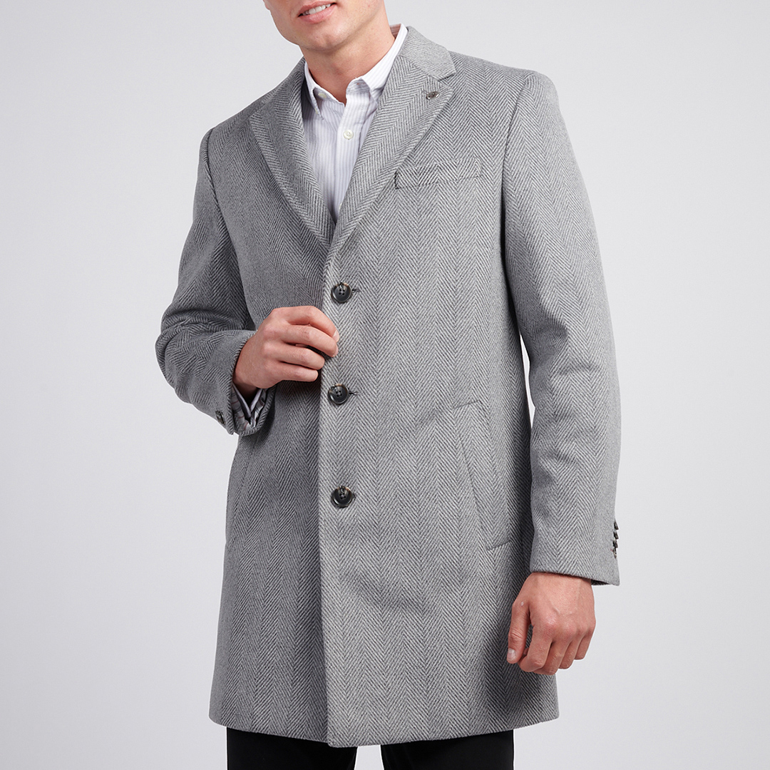 U.S. Polo Assn. Grey Herringbone Overcoat - Size 38