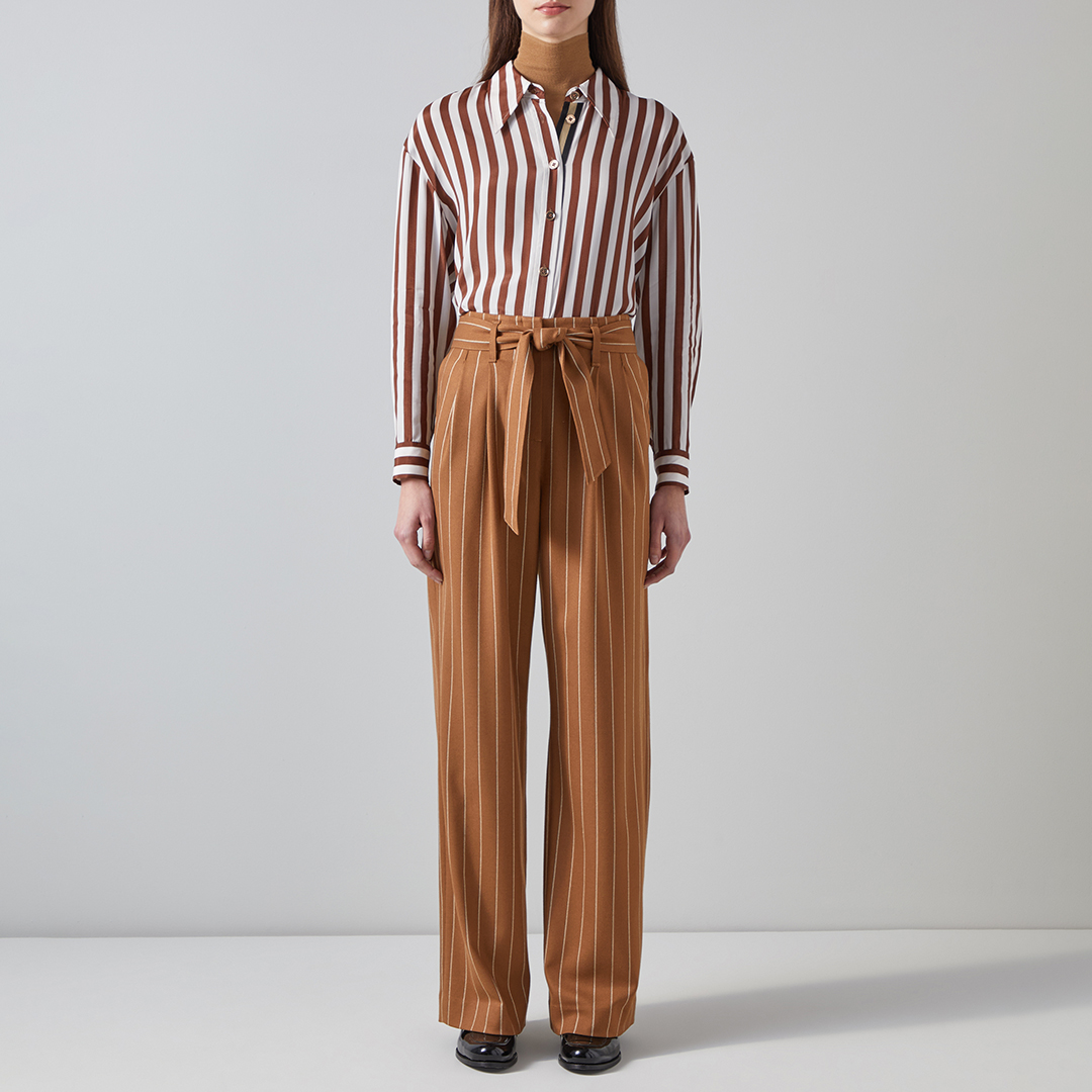 Russet Striped Paperbag Trousers