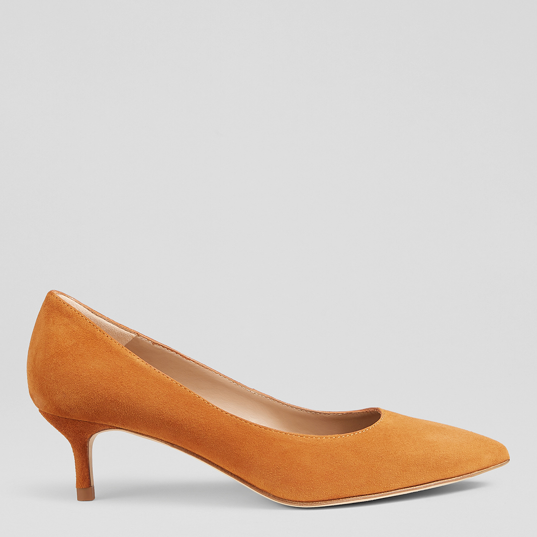 Orange Audrey Suede Kitten Heel Courts