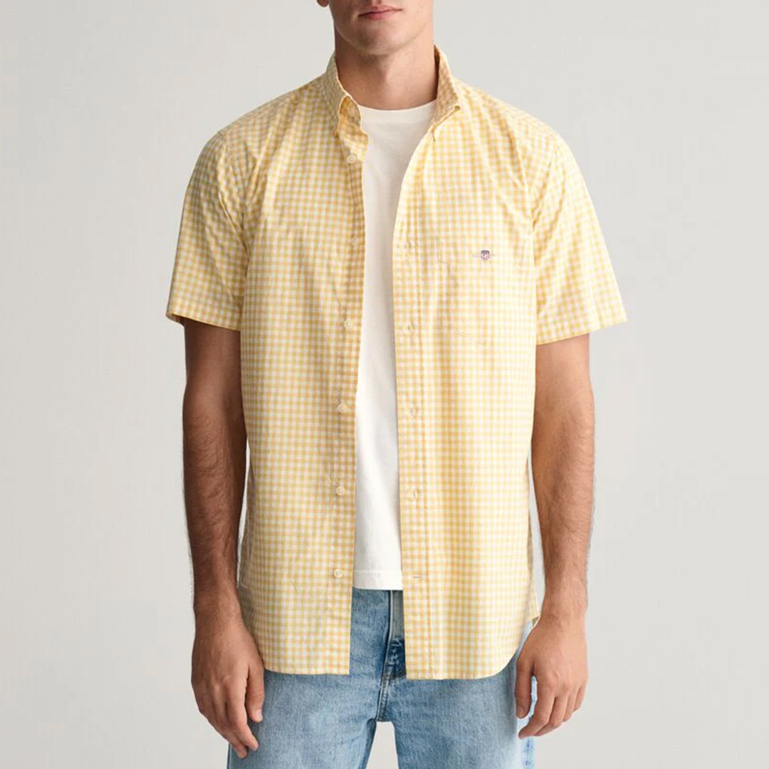 Yellow Reg Gingham Short Shirt