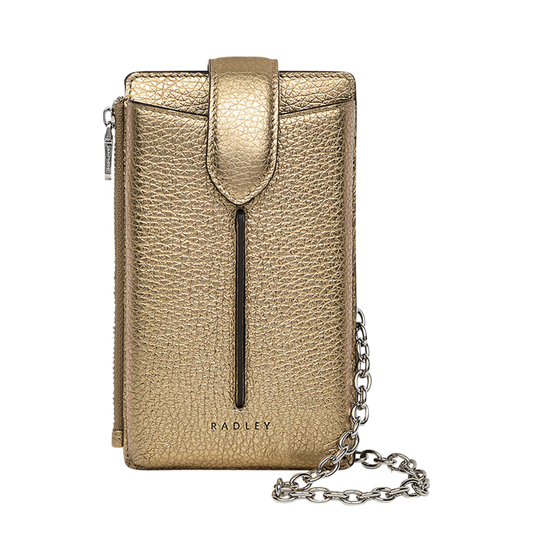 Icy Gold Large Hillgate Metallic Phone Crossbody Bag