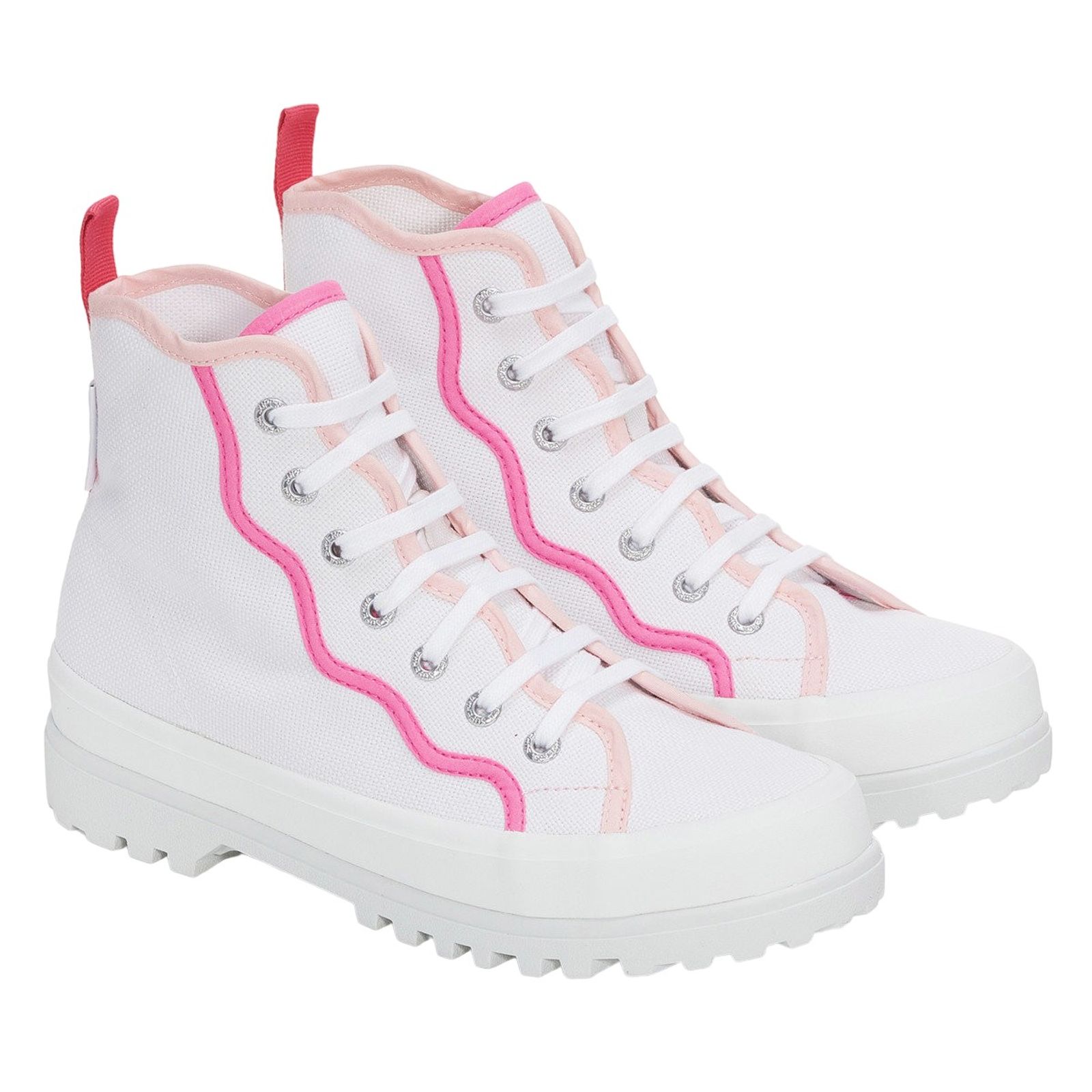 Superga Women's  Ankle Boots 2341 Alpina Curly Bindings Mixed White/Pink in Size 6.5, BrandAlley