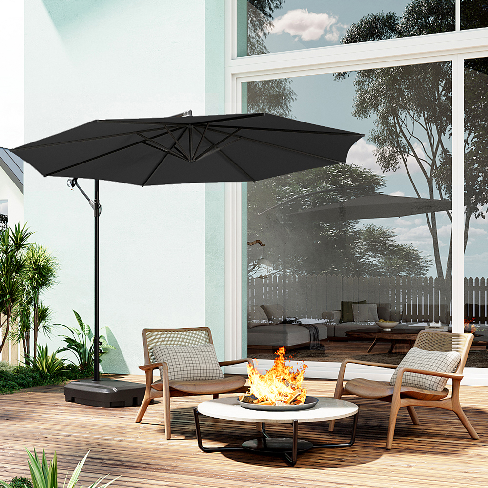 Living and Home   3M Large Banana Cantilever Patio Parasol for Outdoor Sunshade and Rain with Fillable Base on Wheels in Size Large, BrandAlley