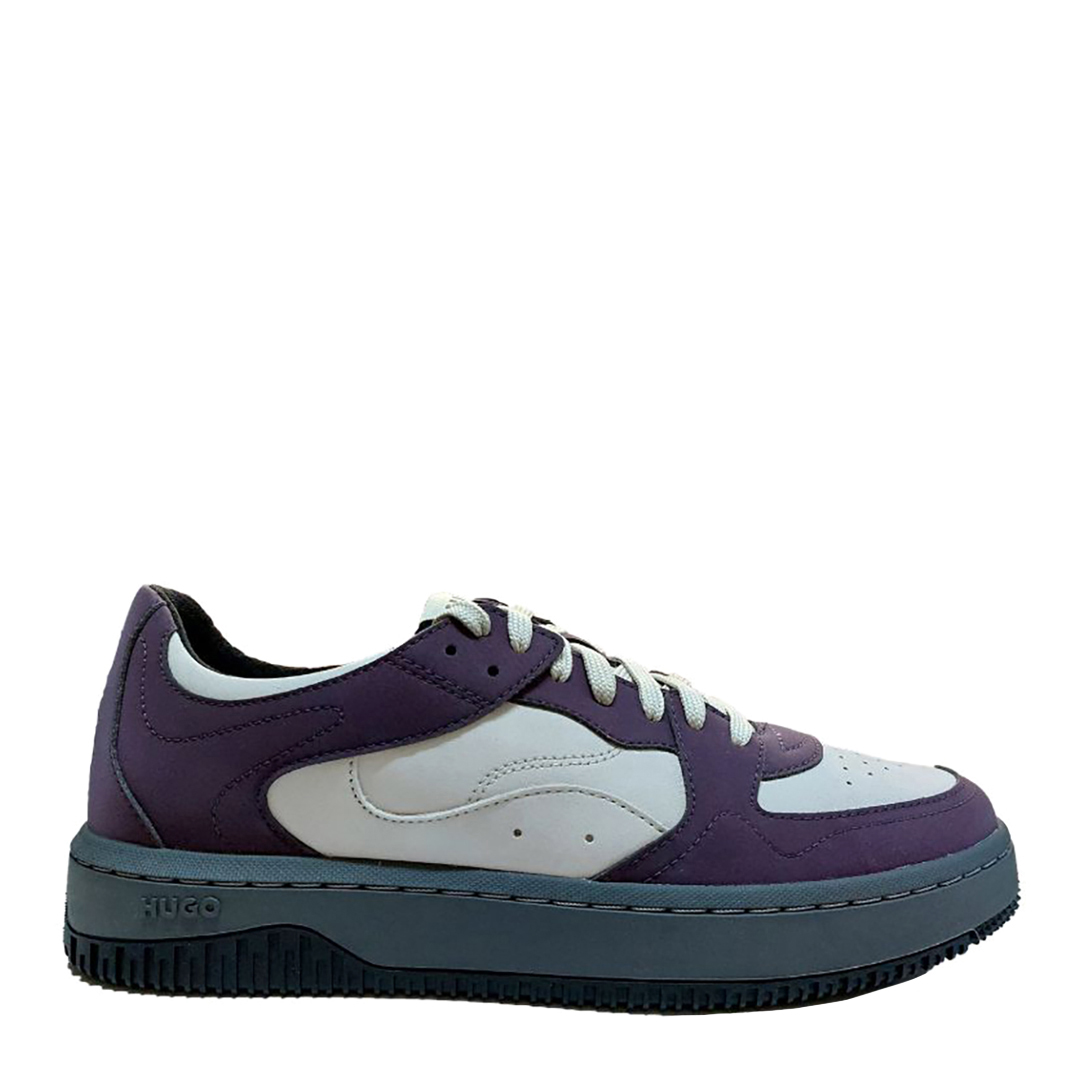 Purple/Cream Lace Up Panelled Trainers