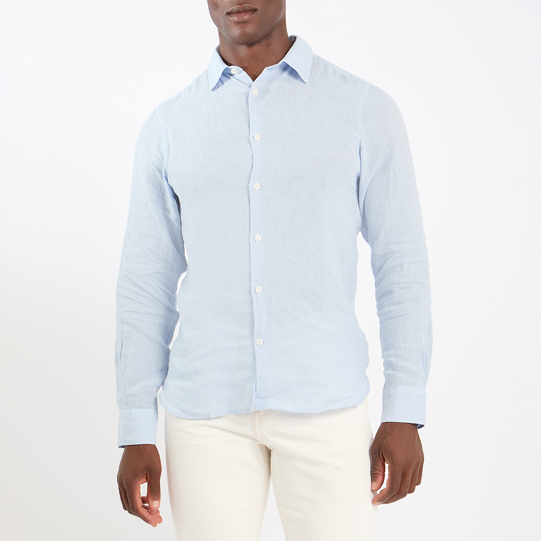 Blue Alvor 100% Linen Shirt