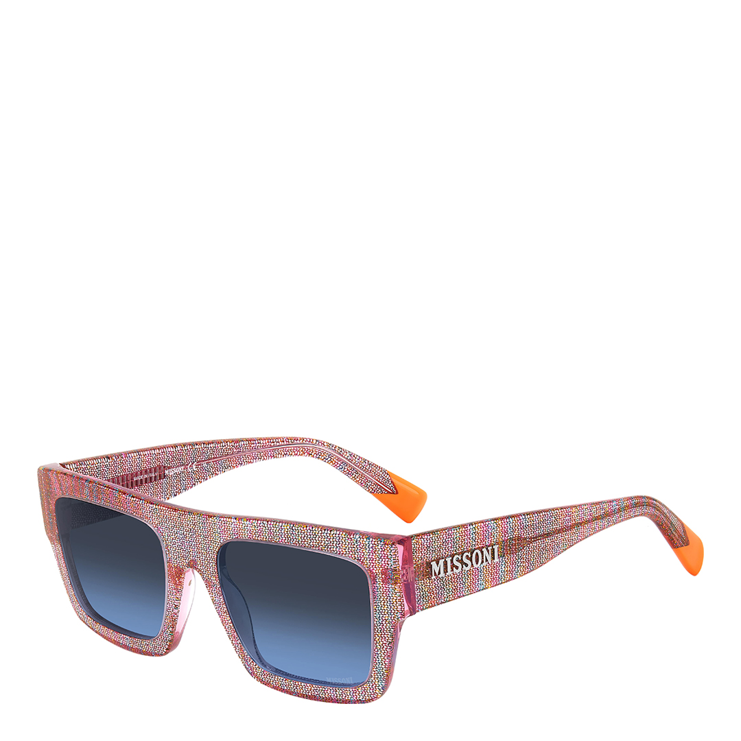 Pink Pattern Multicolor Rectangular Flat Top Sunglasses 53mm