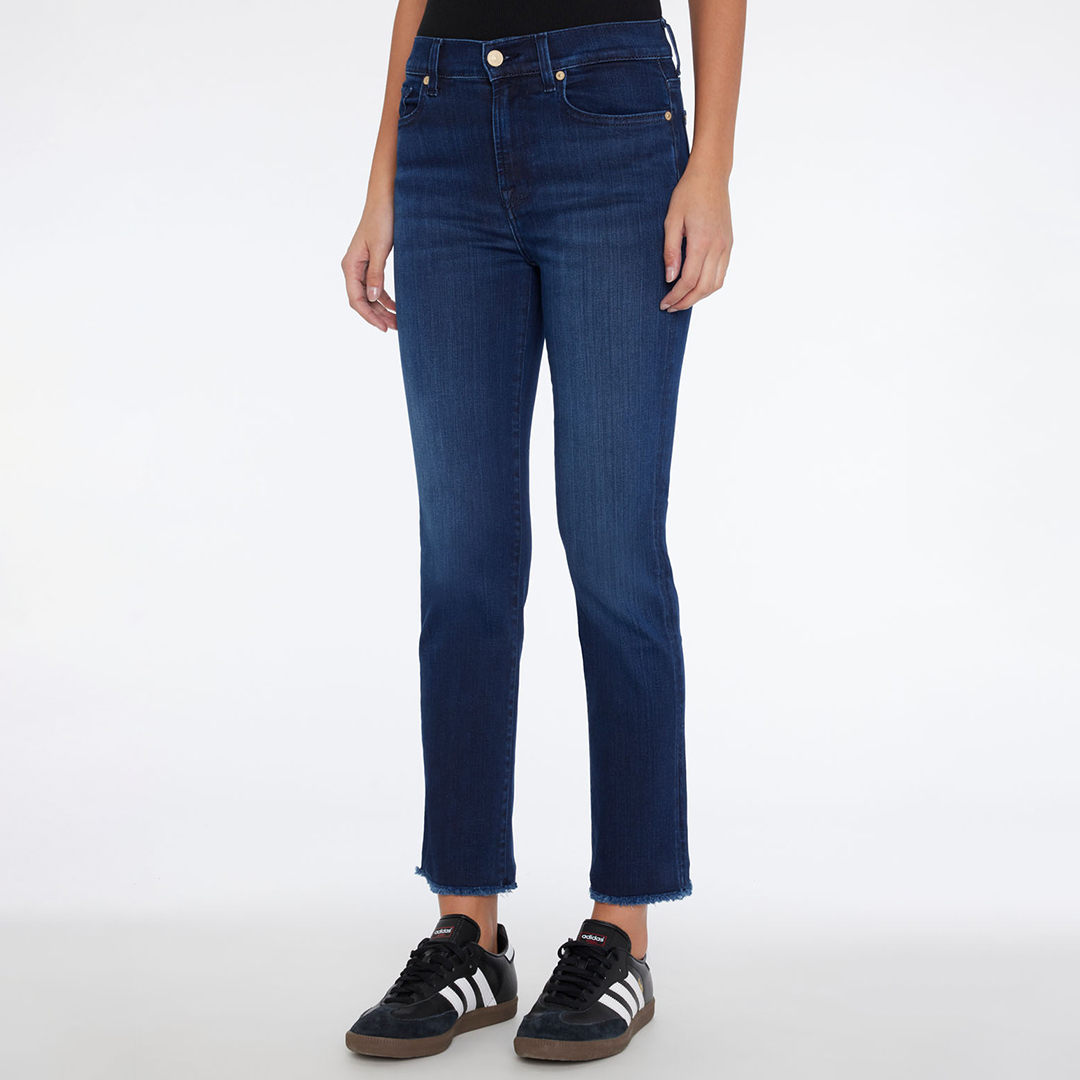 Dark Blue Slim Fit Raw Jeans