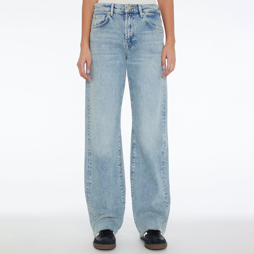 Light Blue Wide Leg Raw Jeans