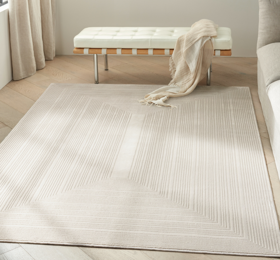 Calvin Klein    White Irradiant 02 Ivory 300Cm X 239Cm Rug in Size 02, BrandAlley