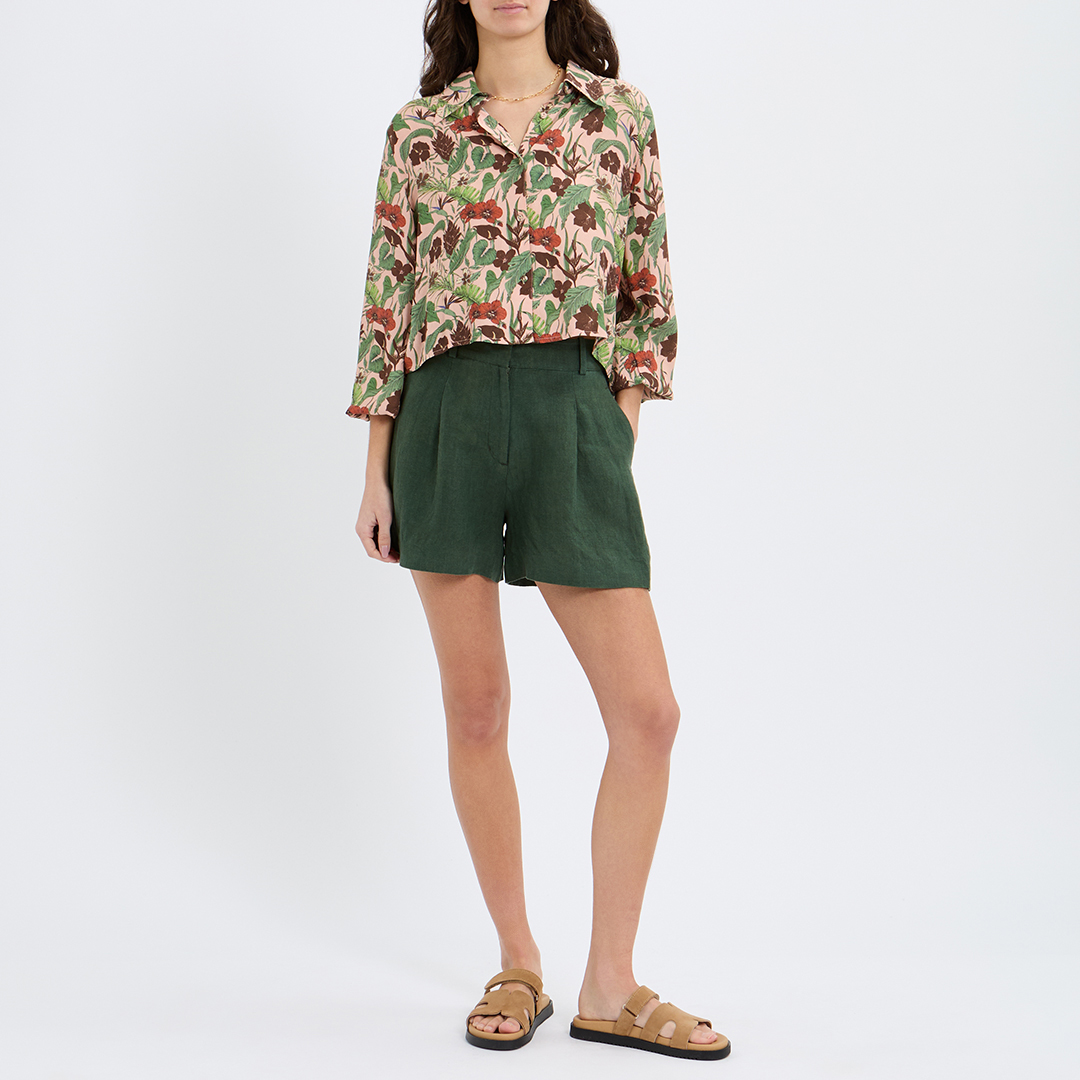 Olive Linen Tailored Short