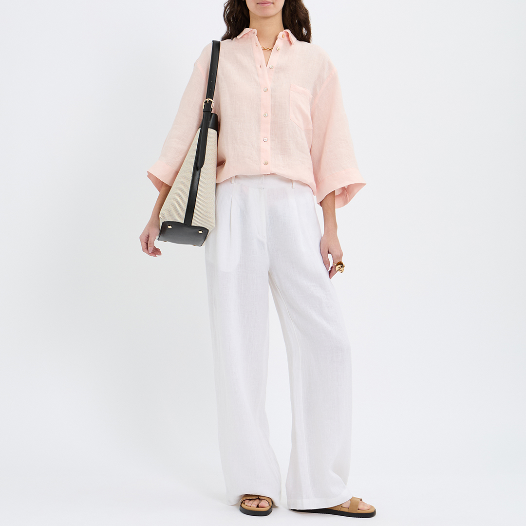 Pink Linen Oversized Shirt