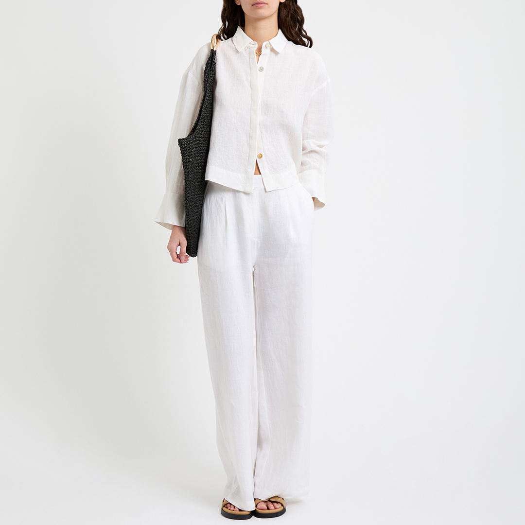 White Linen Boxy Shirt