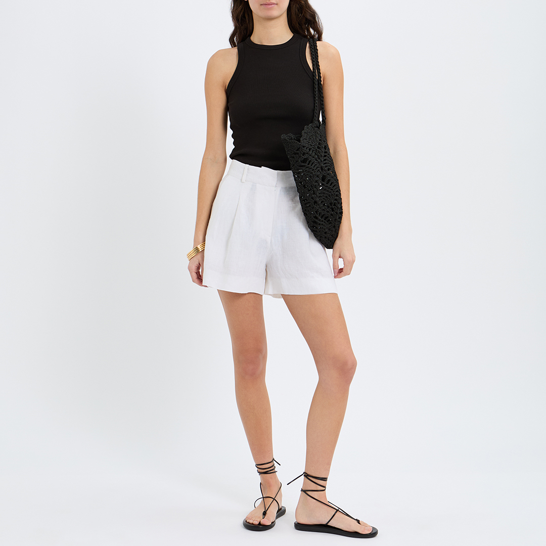 White Linen Tailored Short