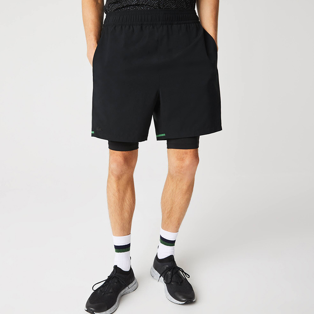Black Mesh Layered Shorts
