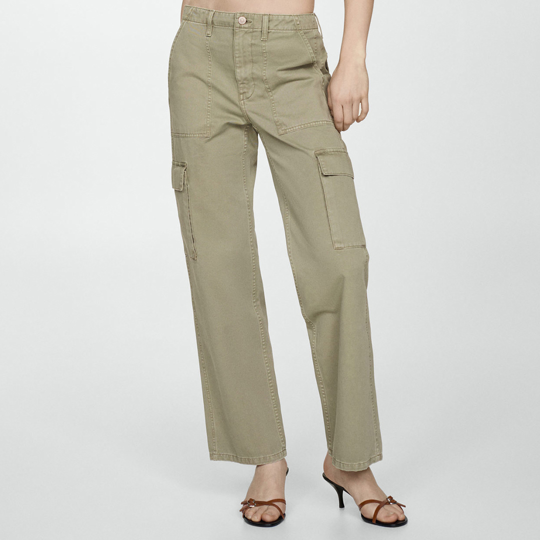 Mango Women's  Khaki Cargo Pocket Straight Trouser in Size 34, BrandAlley
