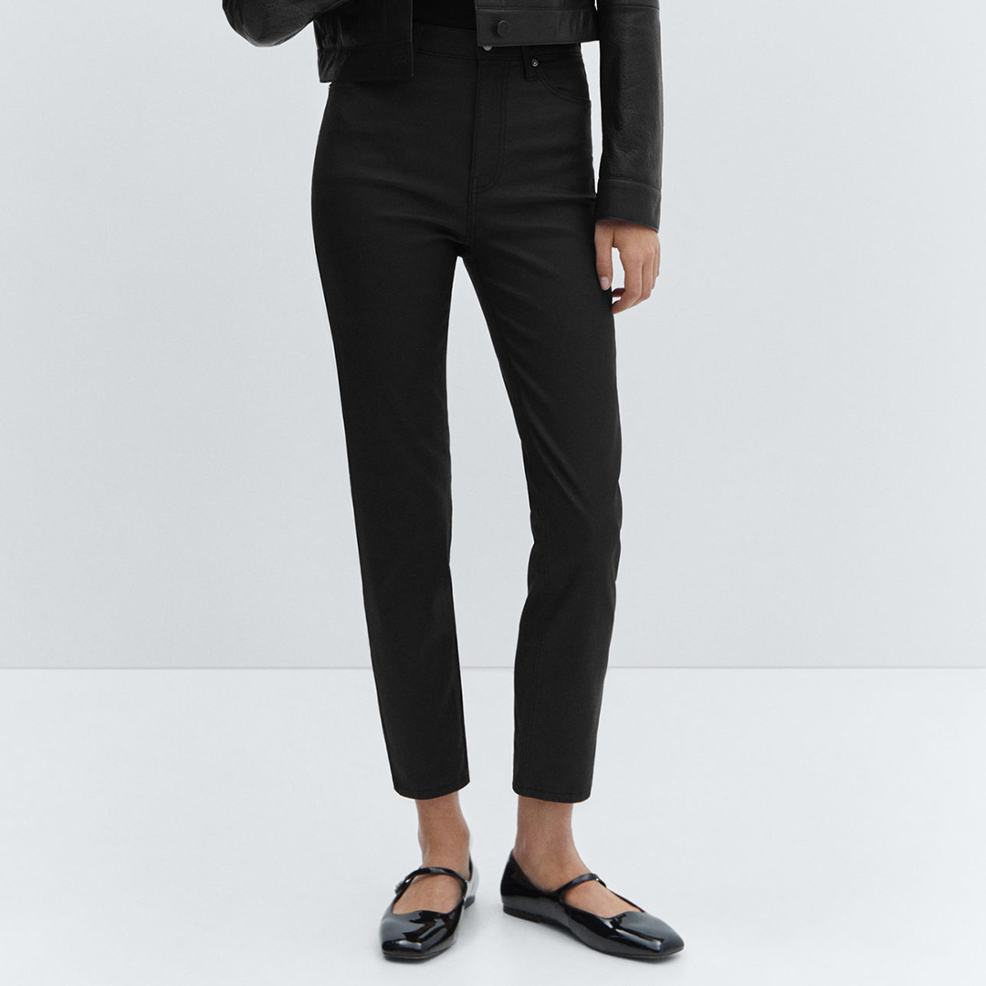 Black Claudia Waxed Slim-Fit Crop Jeans