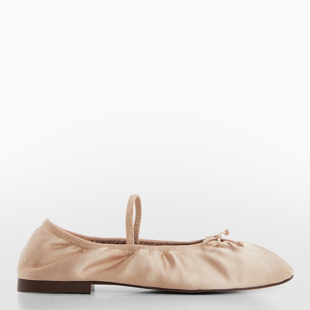 Beige Andrea Satin Elastic Ballet Flats