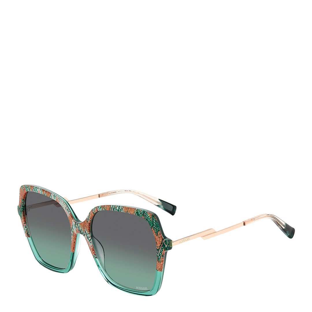 Pattern Pink Green Square Sunglasses 57mm