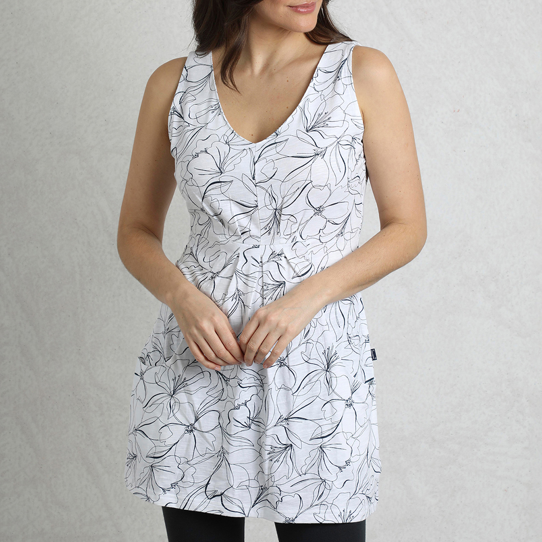 White/Navy Printed Jersey Tunic