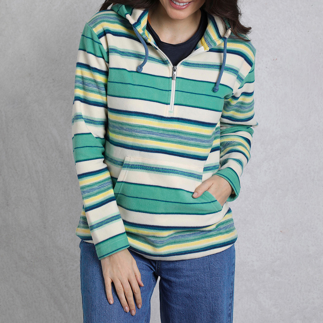 Multi 1/4 Zip Stripe Micro Fleece Hoody - Weird Fish - Modalova