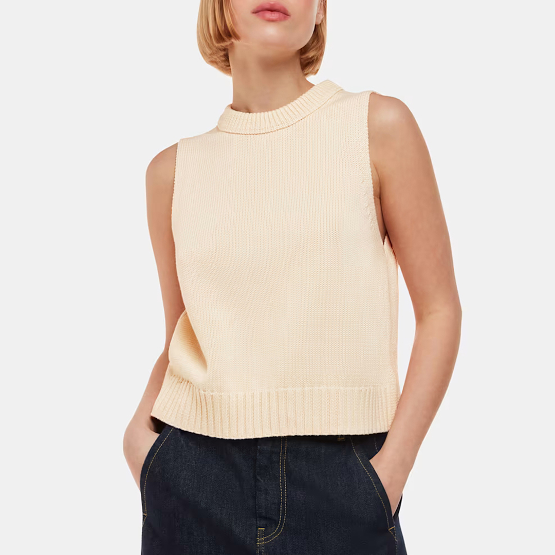 Cream Indie Rib Detail Tank Top