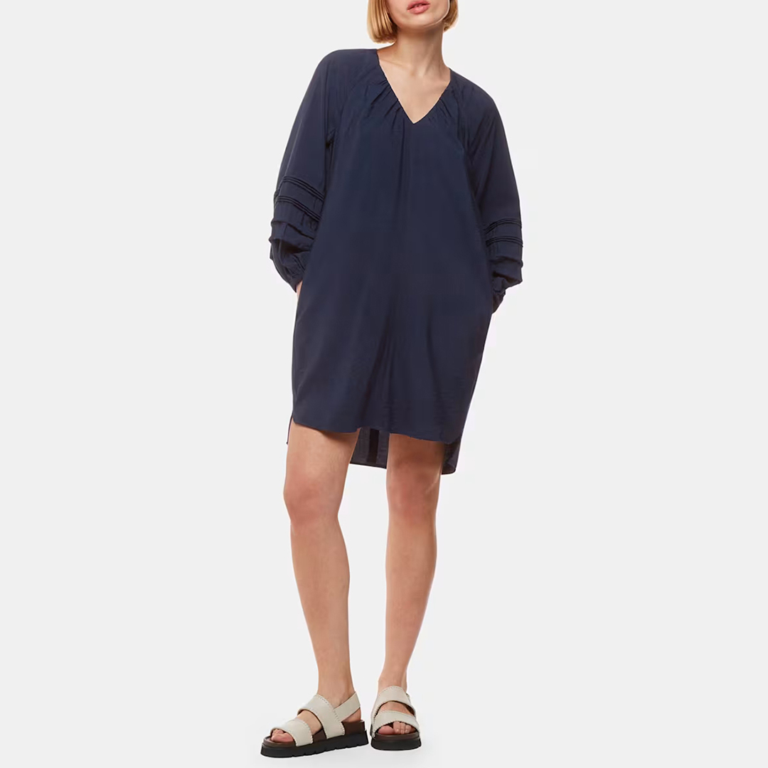 Navy Grace V Neck Dress