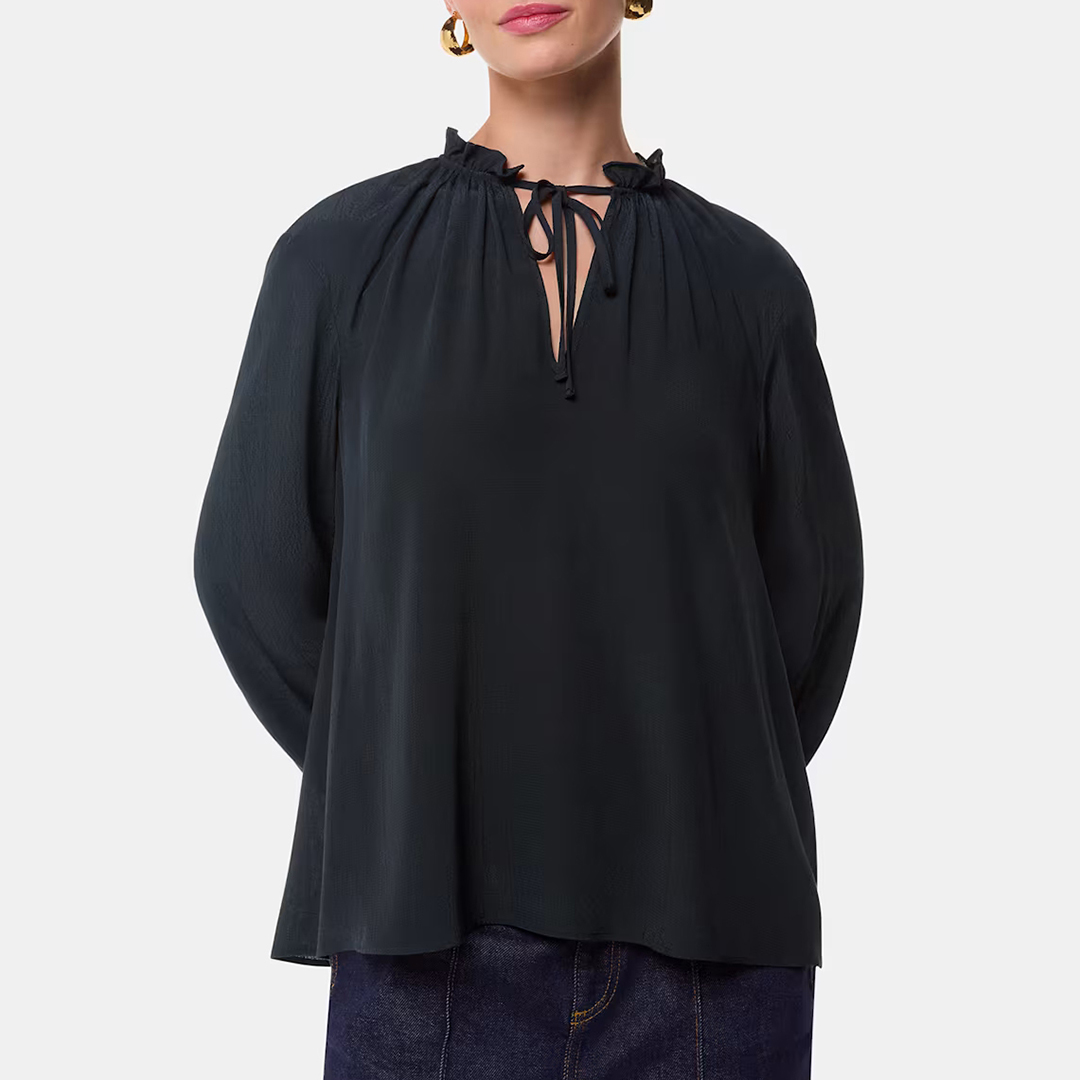 Black Paige Ripple Leopard Blouse