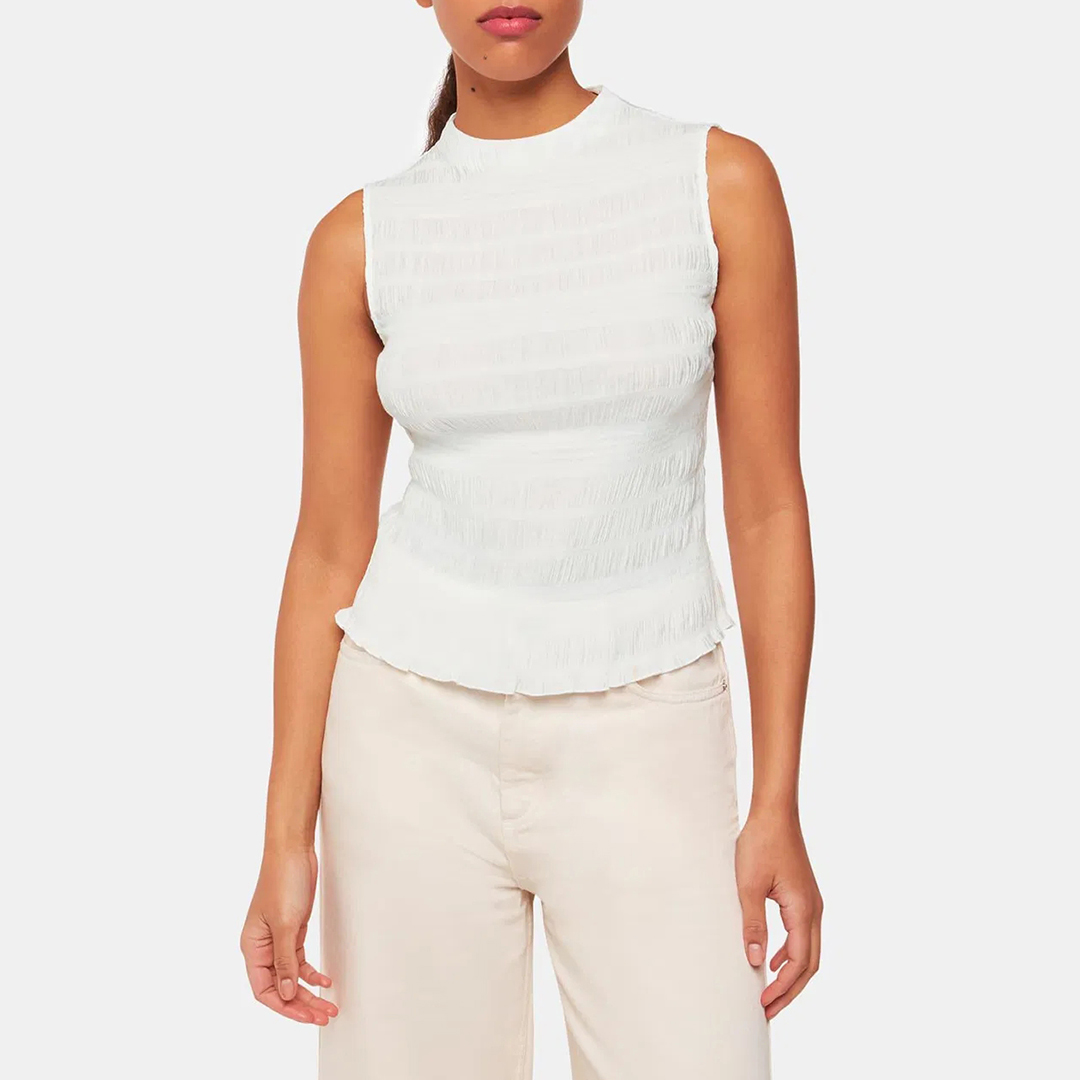 WHISTLES Women's  White Plisse Sleeveless Top in Size 6, BrandAlley