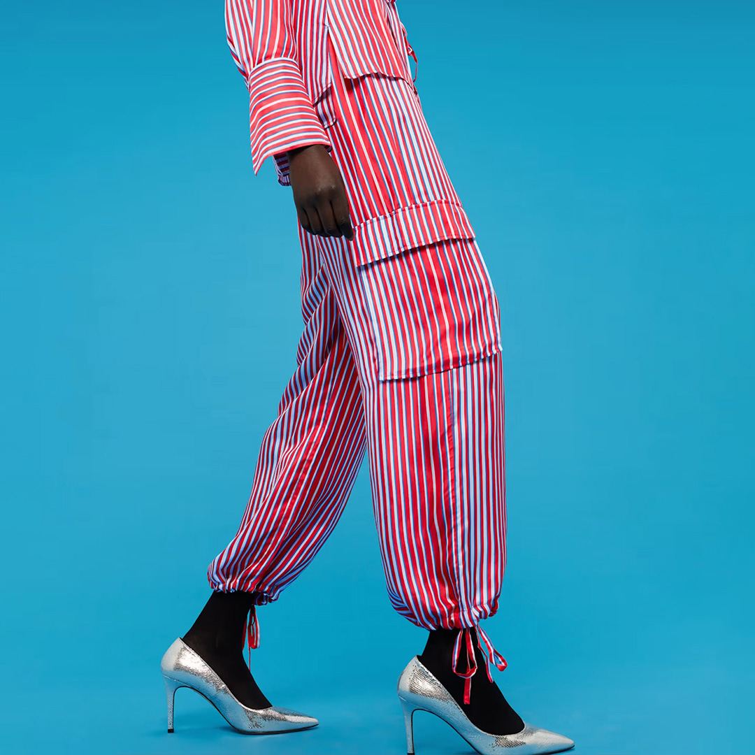 WHISTLES Women's   Tangle Stripe Silk Mix Trousers in Size 14, BrandAlley