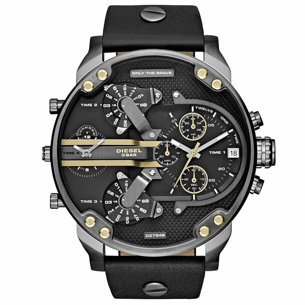Diesel Men's   Black Dz7348 Mr. Daddy 2.0 Dial Leather  Watch , BrandAlley