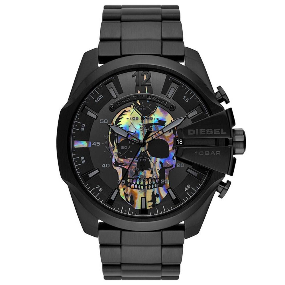 Diesel Men's  DZ4582 Mega Chief Analog Black Dial  Watch , BrandAlley