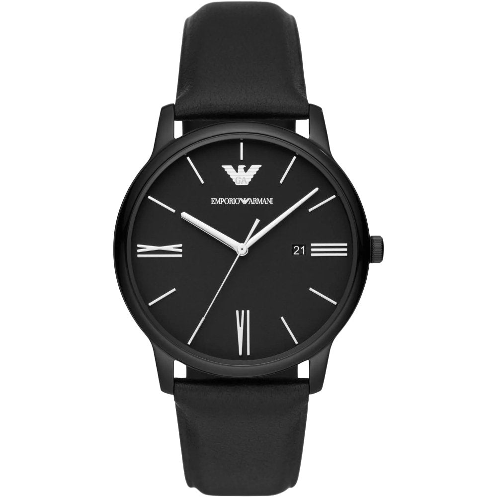 Emporio Armani Men's   Black Ar11573 Three-Hand Date Leather  Watch , BrandAlley
