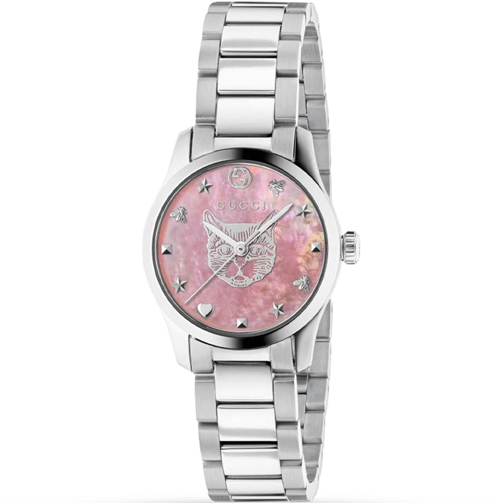 Gucci Women's   Silver Ya1265013 G-Timeless 27Mm Pink Dial Watch , BrandAlley