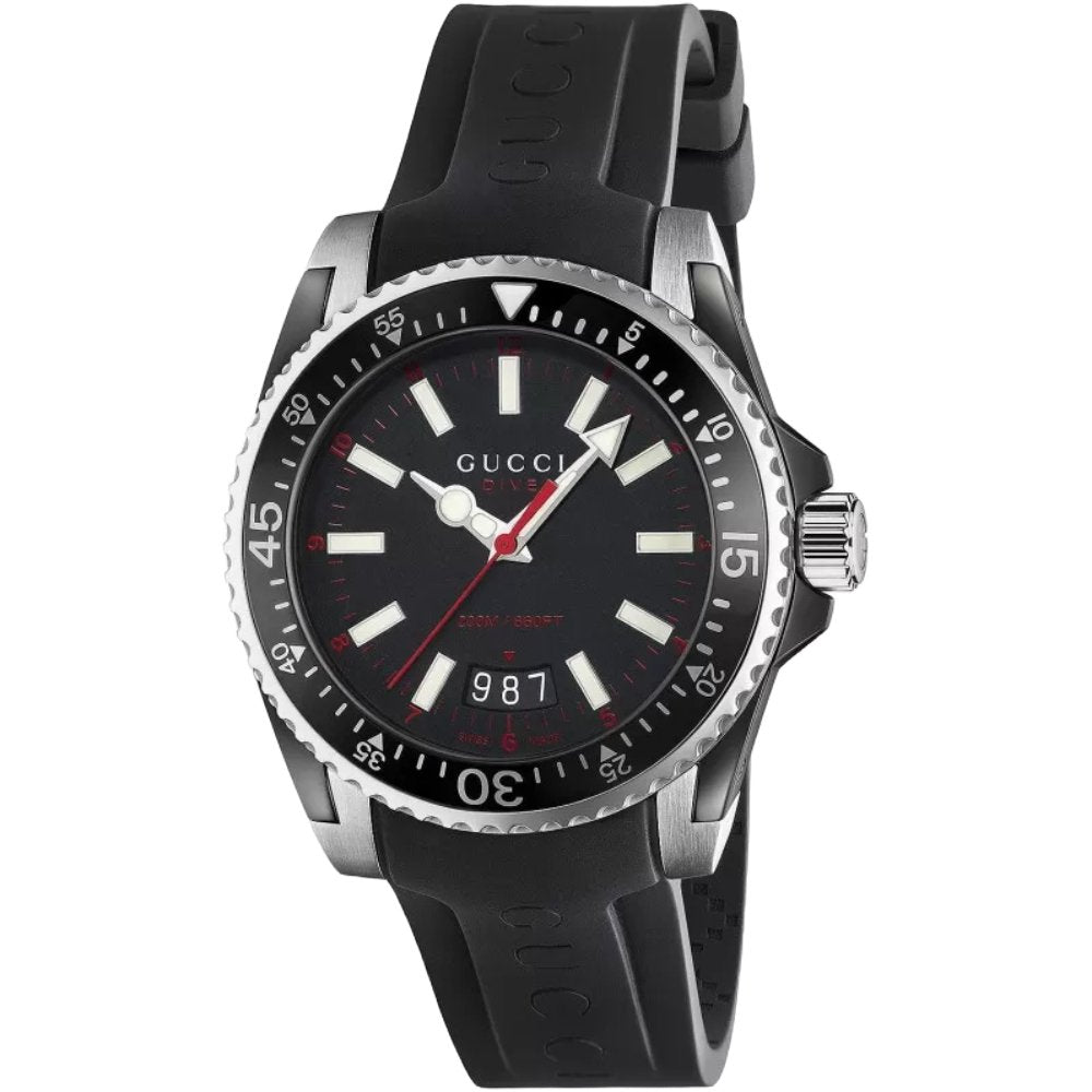 Gucci Men's  YA136303 Dive Black Dial Silicone Band  Watch , BrandAlley