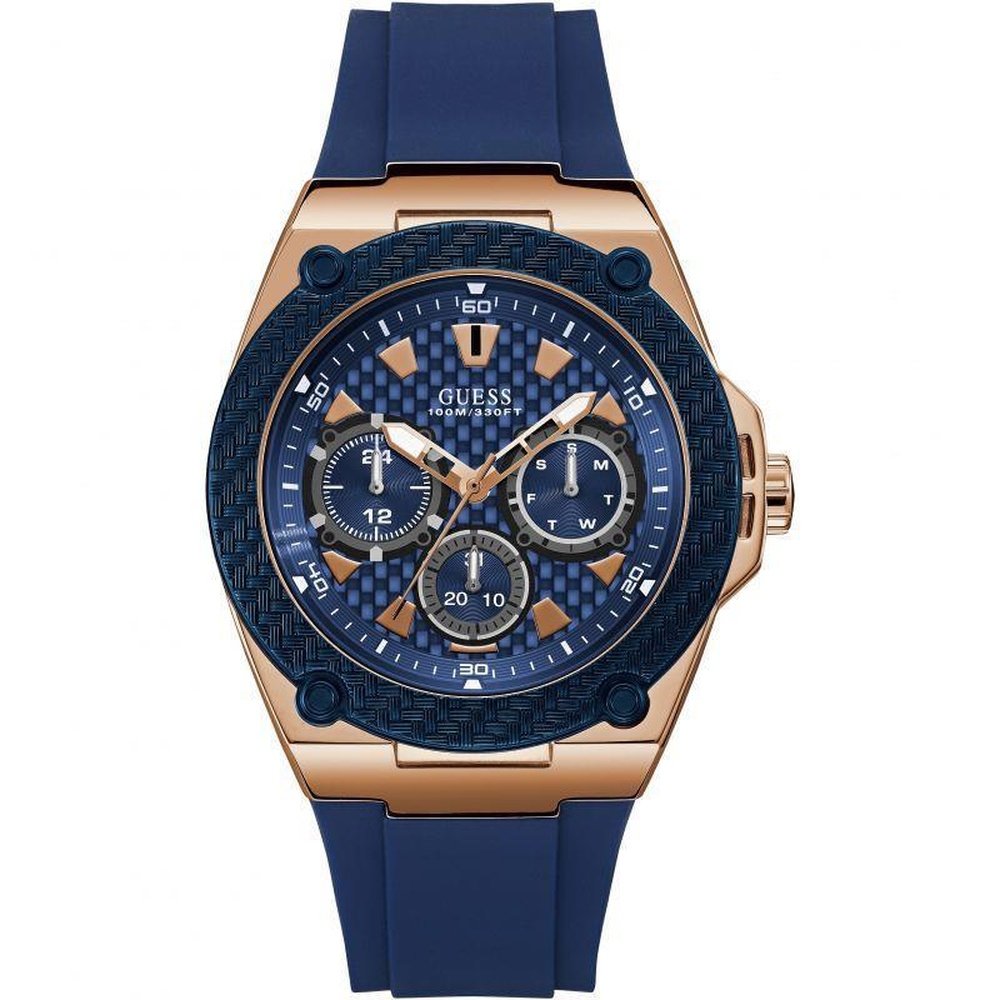 Guess Men's  W1049G2 Legacy Blue Dial Blue Silicone  Watch , BrandAlley