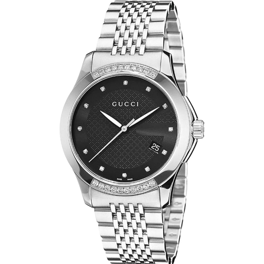 Gucci Women's   Silver Ya126408 G-Timeless Black Dial  Watch , BrandAlley