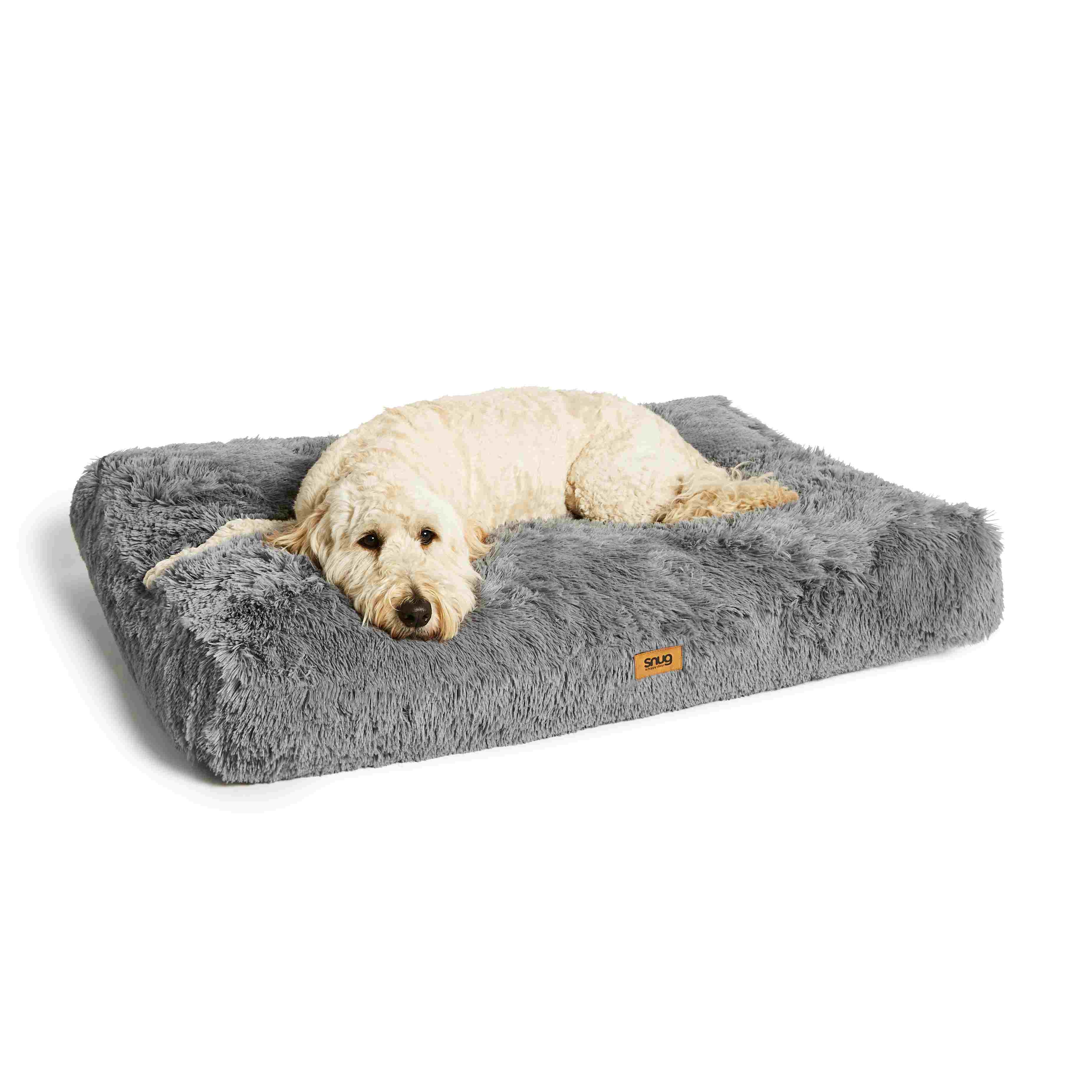 Snug    Grey Furry Friends Super Fluffy Pet Bed - Extra Large in Size Large, BrandAlley