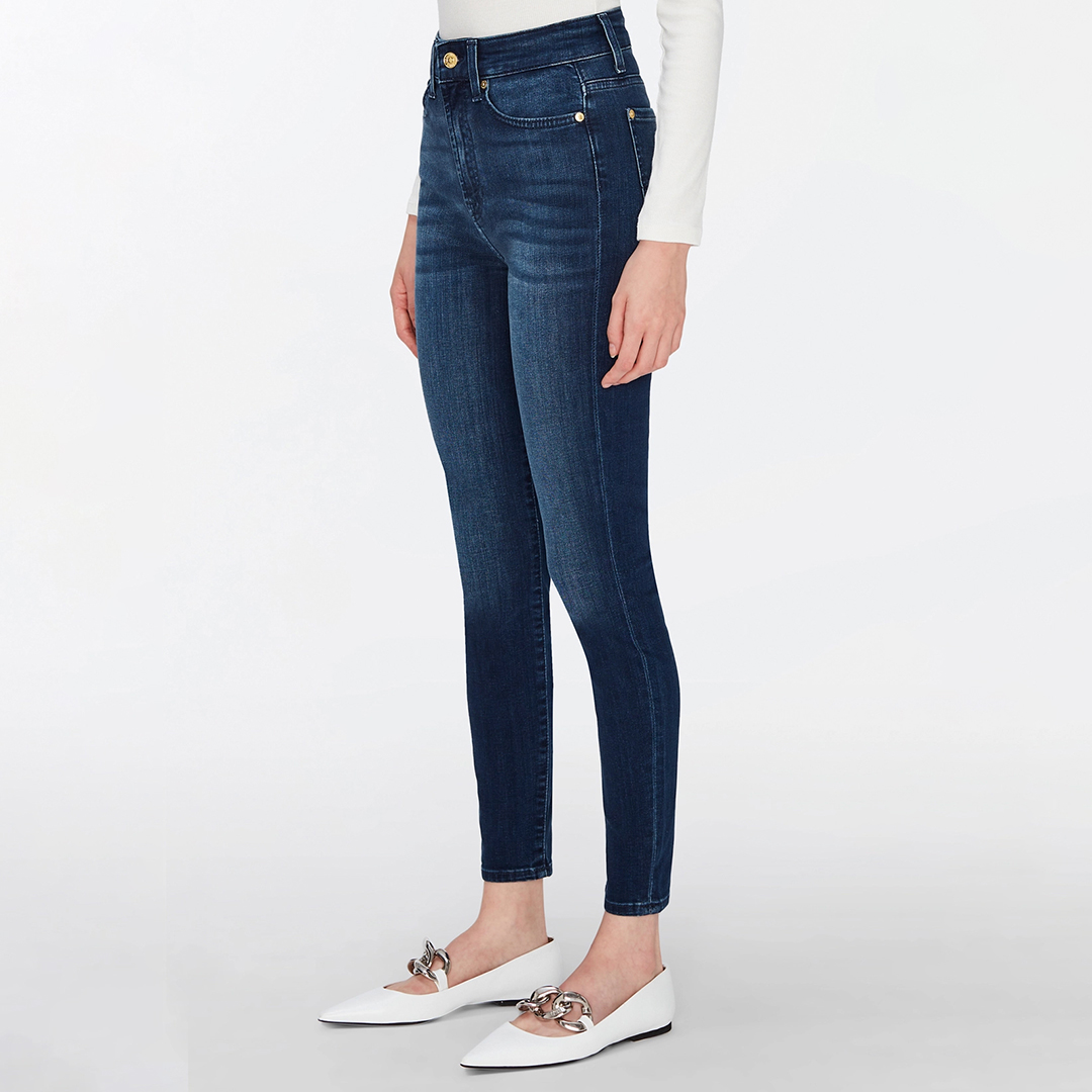 Mid Blue Super High Waist Aubrey Slim Stretch Jeans