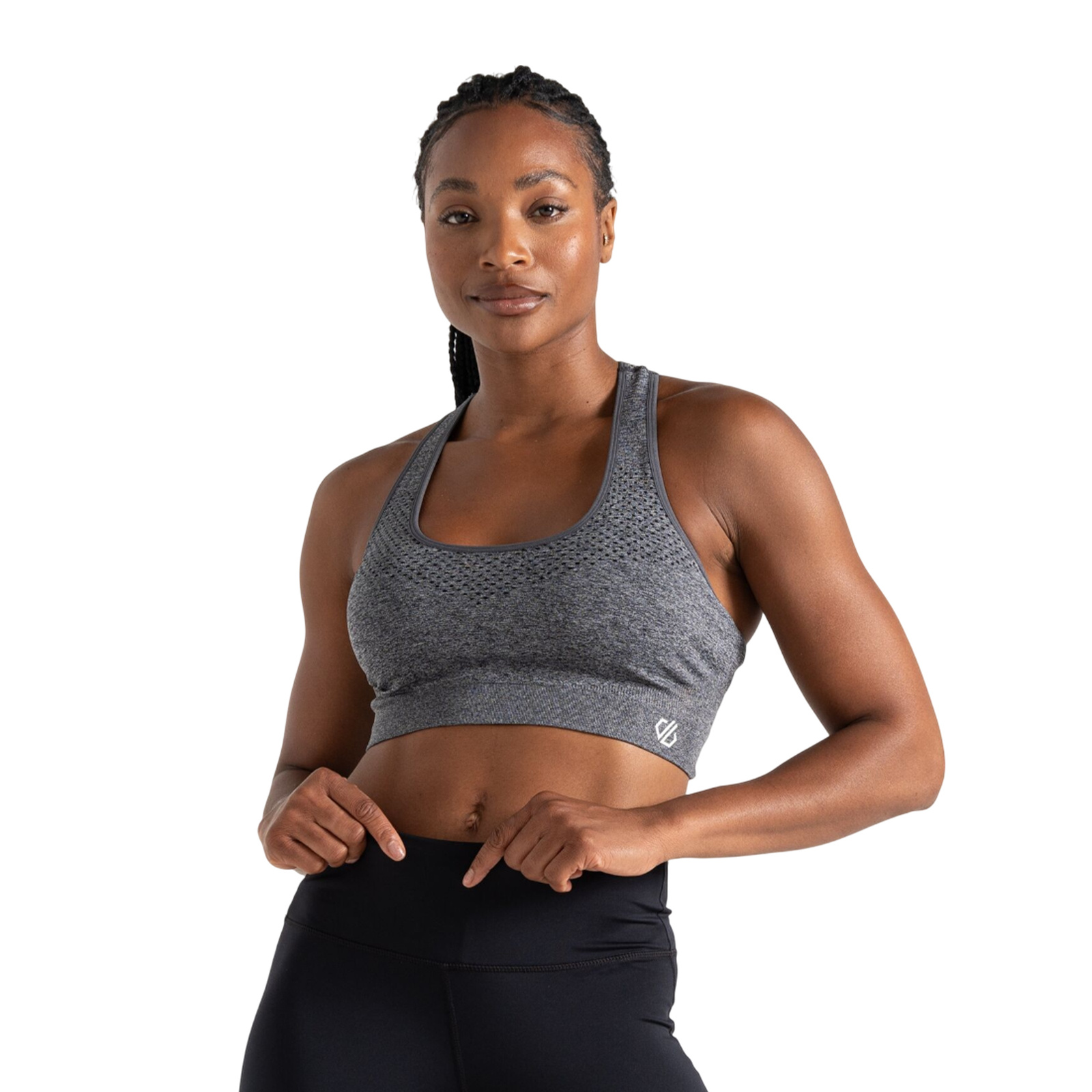Dare2B Women's  Sports Bra Dont Sweat It II Mixed Ebony Grey in Size L, BrandAlley