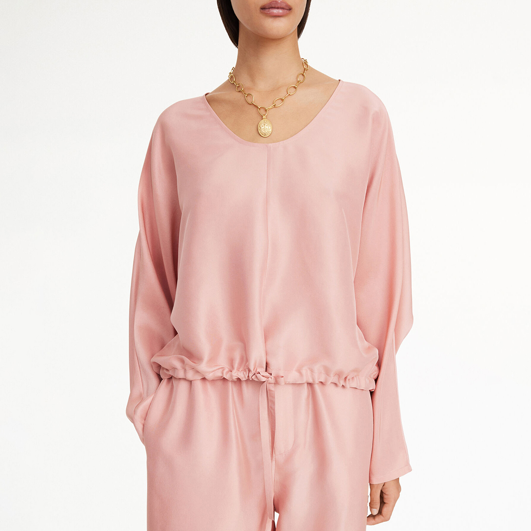 Powder Pink Silk Lanee Blouse