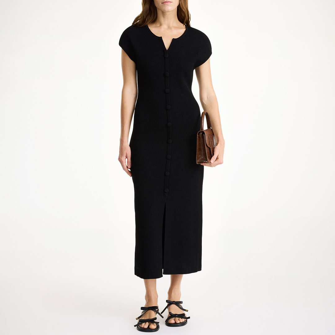 By Malene Birger Women's   Black Bielas Drop Shoulder Midi Dress in Size XS, BrandAlley