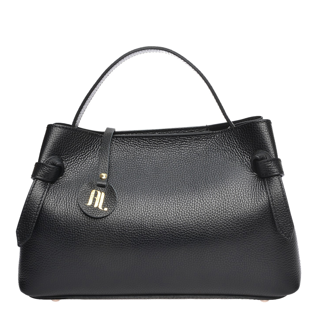 Black Leather Handbag By Roberta M